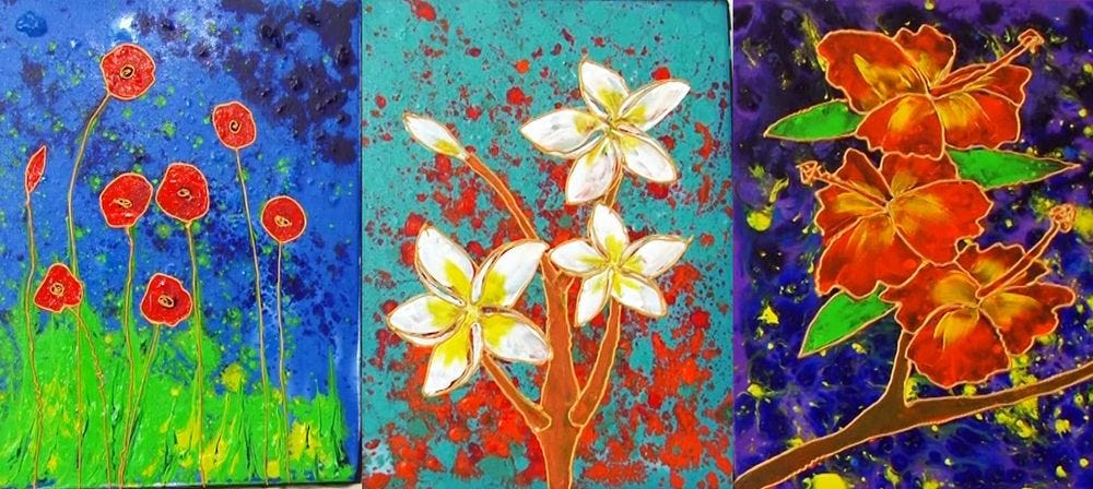 simple oil paintings of flowers