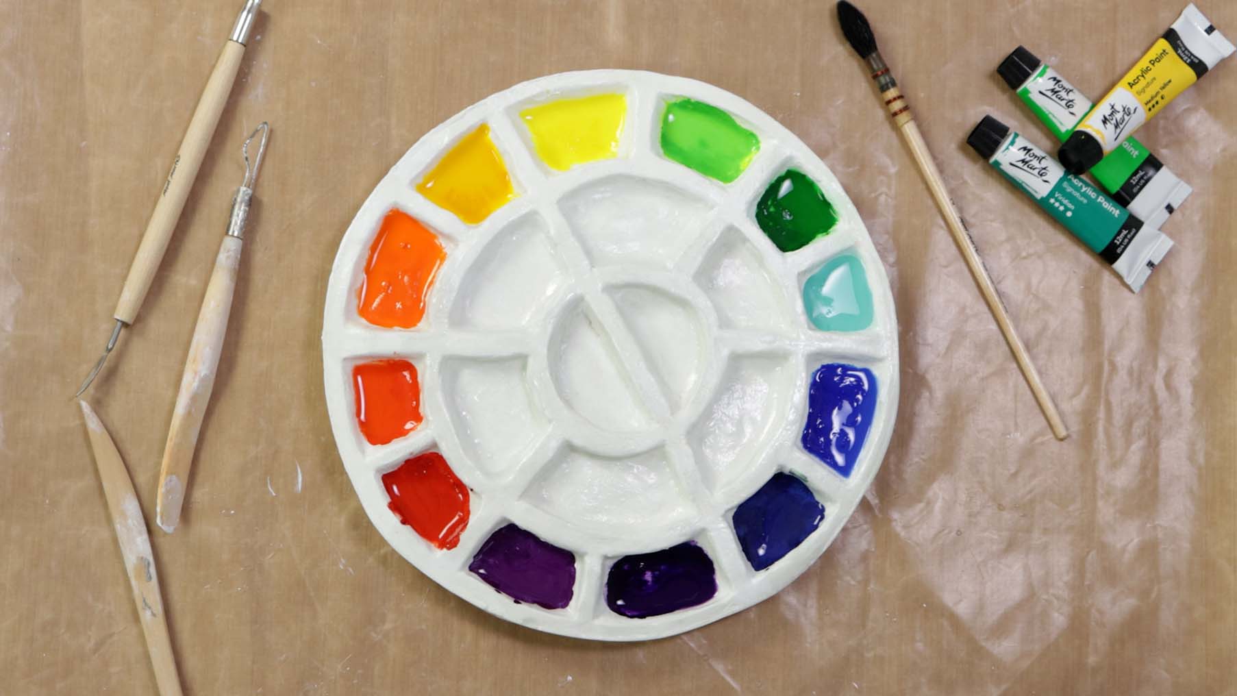 Create a paint palette with air drying clay 