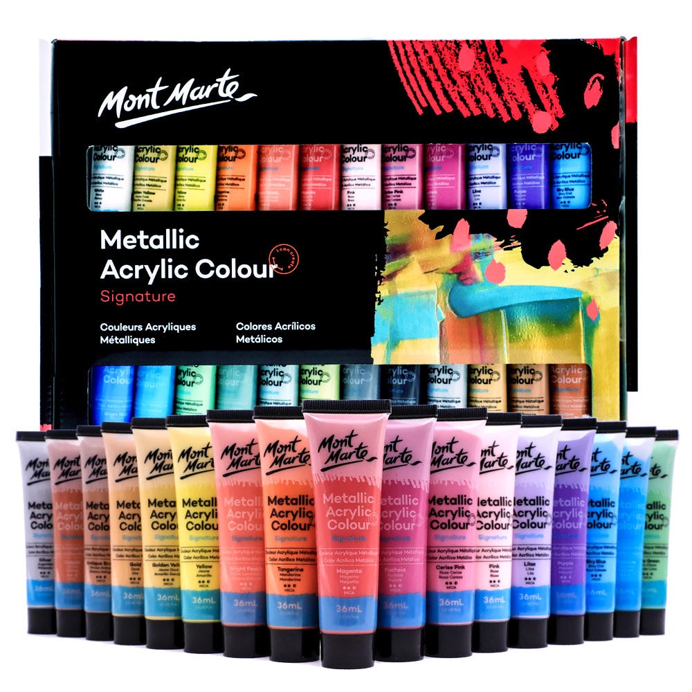 Mont Marte Signature Paint Set - Metallic Acrylic Paint 24pc x 36ml