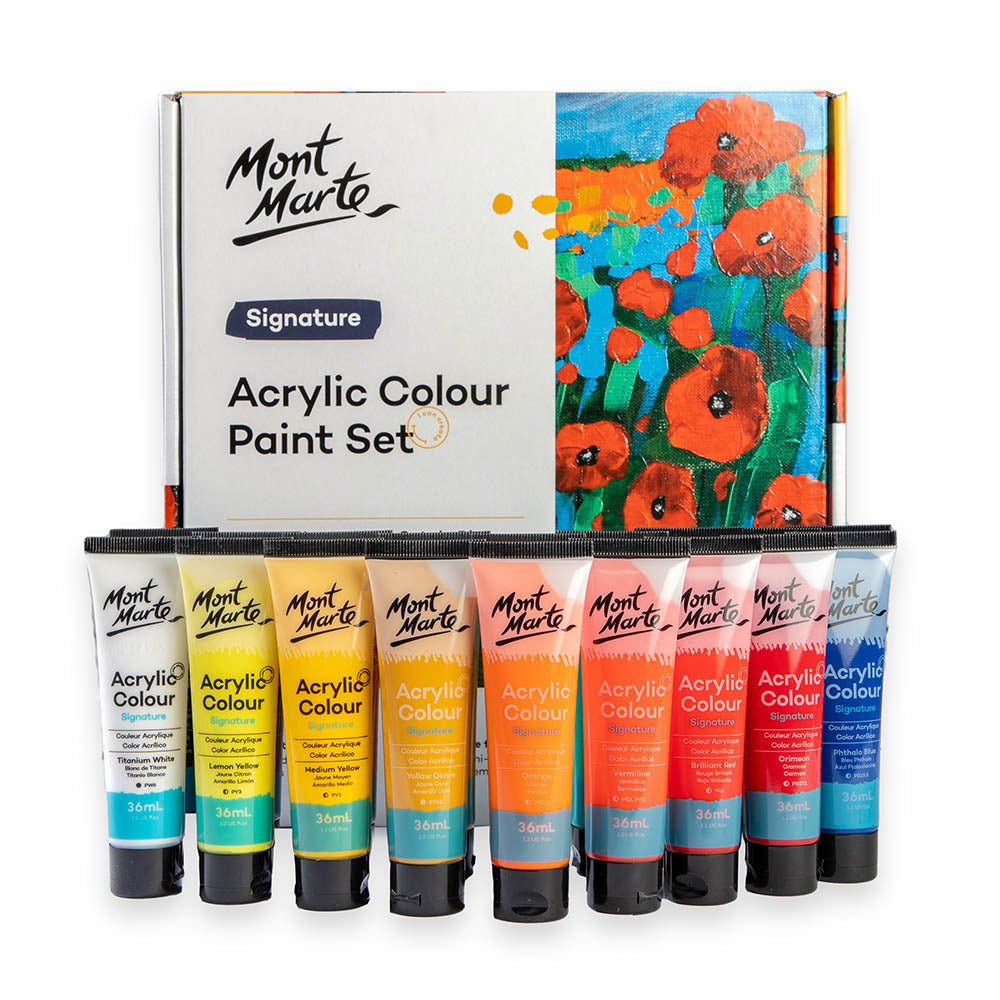 MONT MARTE Acrylic Colour Pastel Paint Set Signature 24pc x 36ml (1.2 US  fl.oz), Creamy Pastel Acrylic Paint Set, Good Coverage, Semi-Matte Finish