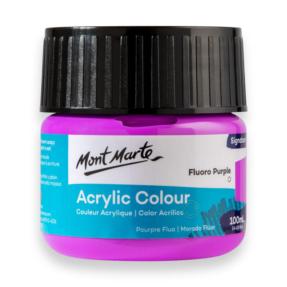 Acrylic Colour Paint Signature 100ml (3.4 Us Fl.oz) Tub - Fluoro Purpl 