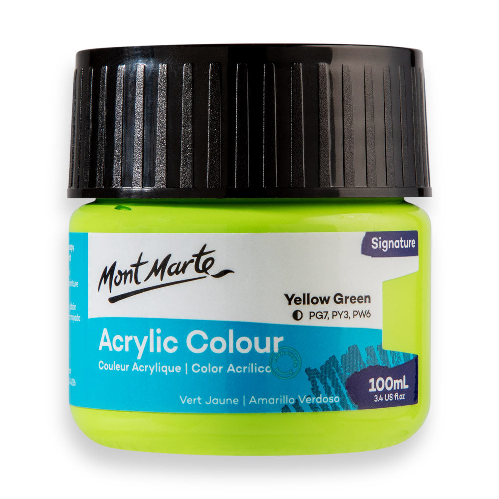 Acrylic Colour Paint Signature 100ml (3.4 US fl.oz) Tub - Yellow Green ...