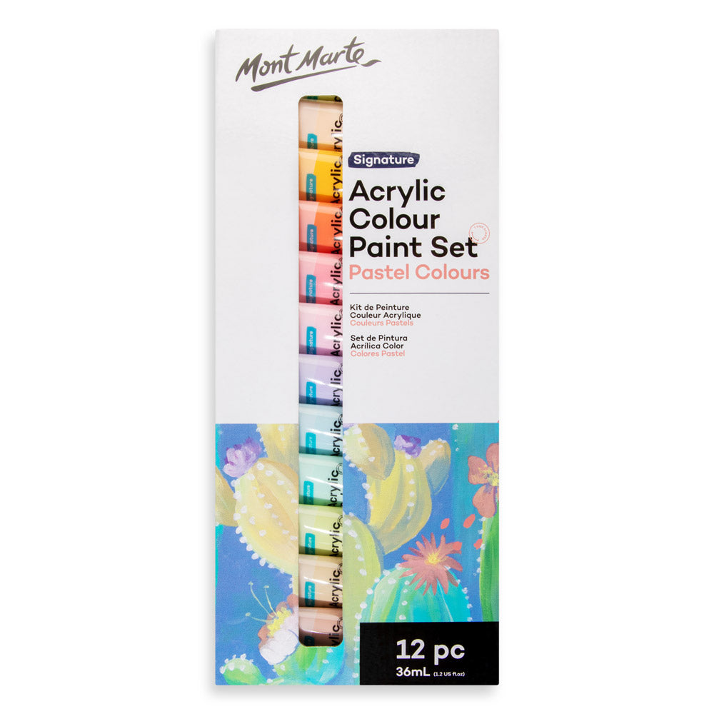 Mont Marte Acrylic Colour Pastel Paint Set Signature 12pc x 36ml (1.2 US  fl.oz) – Mont Marte Global