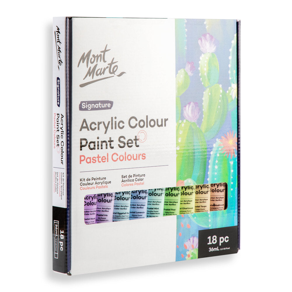 Mont Marte Acrylic Paint Set Pastel Colours 36x36ml - The Deckle Edge
