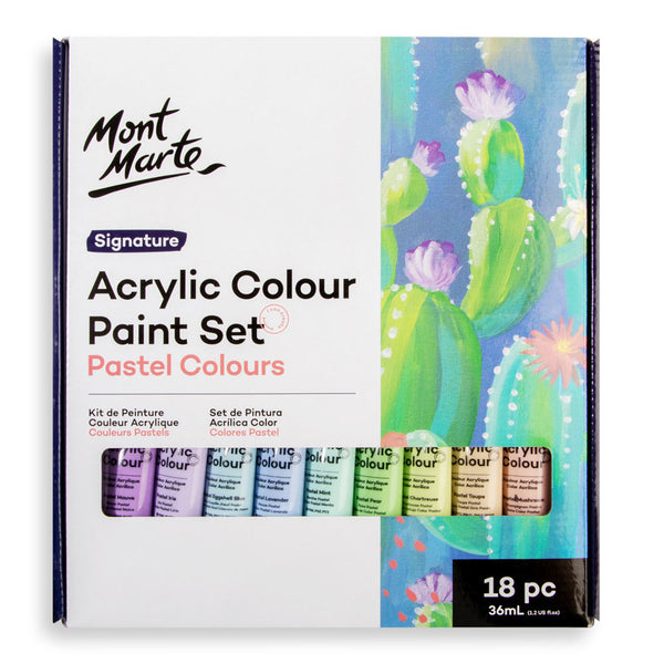 Mont Marte Acrylic Colour Pastel Paint Set Signature 36pc x 36ml