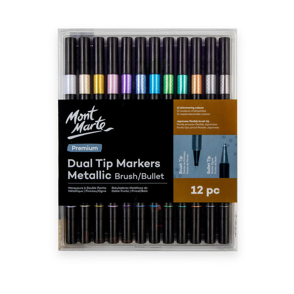 Brush and Detail Dual Ended Markers, Extra-Fine Brush/Bullet Tips