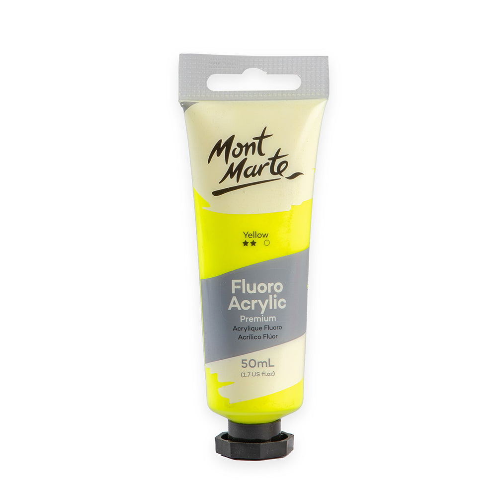 Fluoro Acrylic Paint Premium 50ml (1.7 US fl.oz) Tube - Yellow – Mont Marte  Global