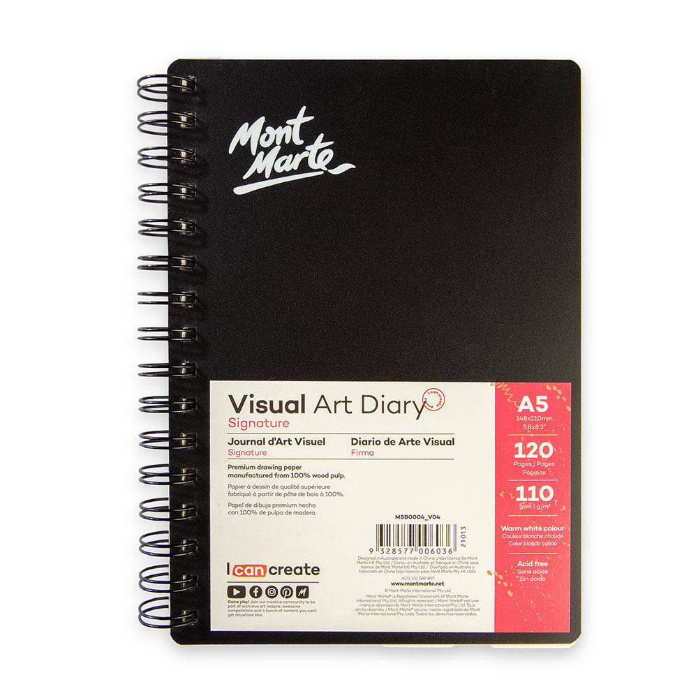 Visual Art Diary Signature 110gsm A5 120 Page – Mont Marte Global