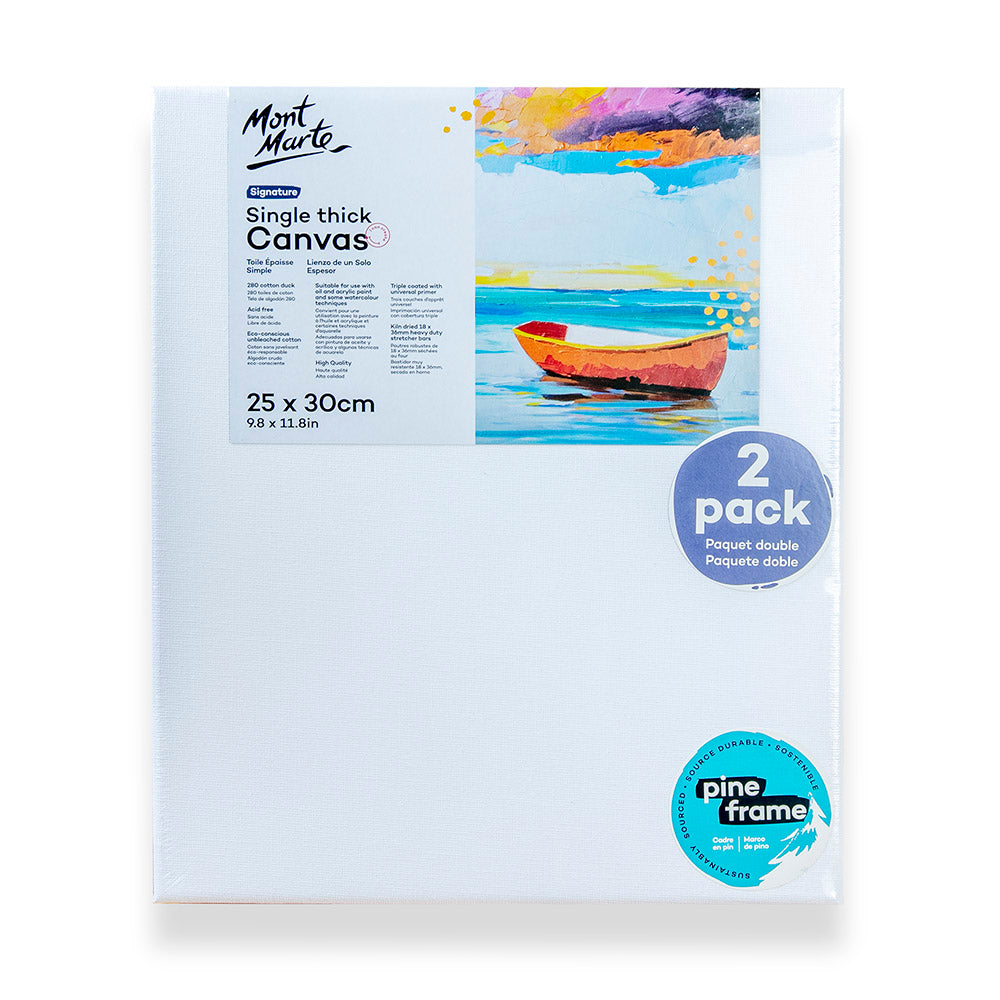 Mont Marte Single Thick Canvas Discovery 30 x 40cm (11.8 x 15.7in) 2 ...