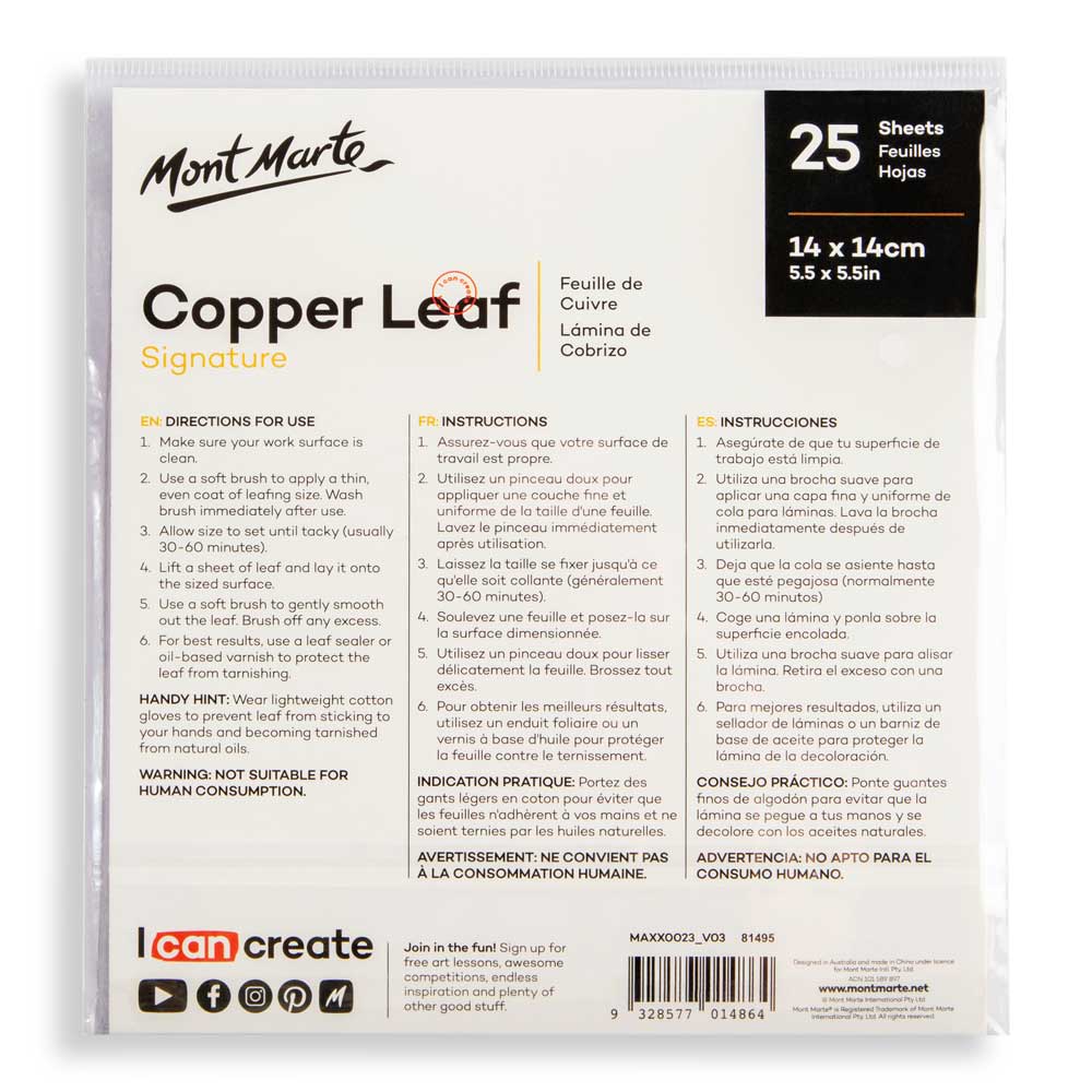 Copper Leaf 14x14cm 25 sheets – The Painted Brush & Co.