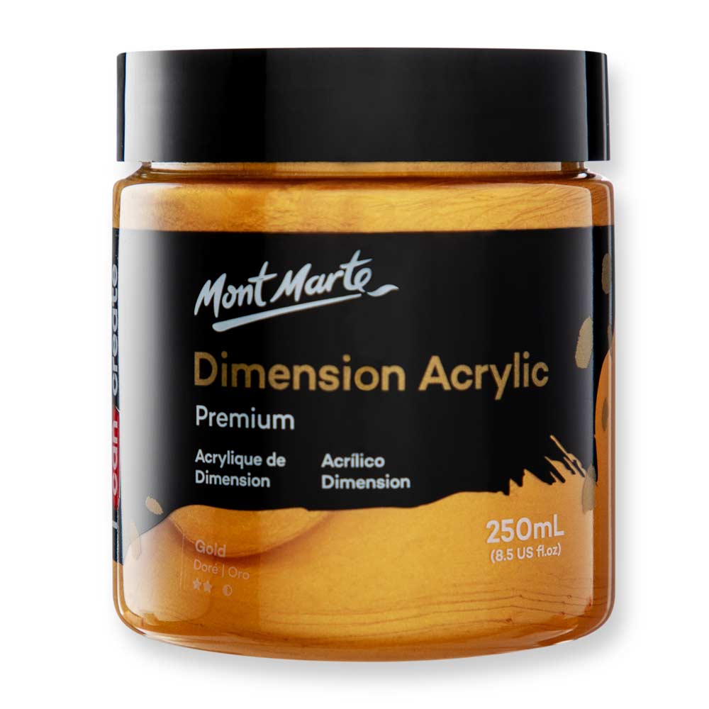 Dimension Acrylic Premium 250ml (8.5 US fl.oz) - Gold – Mont Marte Global