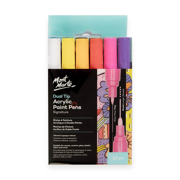 Metallic Markers Dual Tip, 12 Colors Metallic Paint Pens for Black