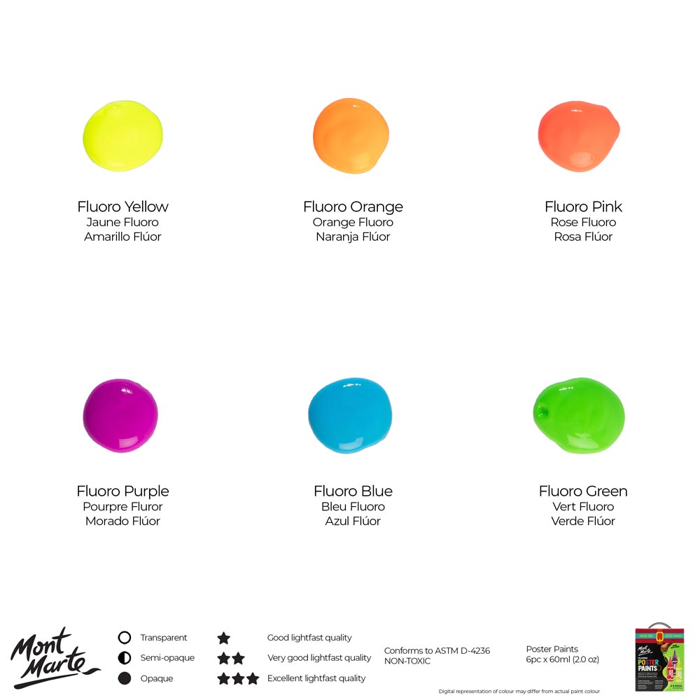 Poster Paints 6pc x 60ml (2 US fl.oz) – Mont Marte Global