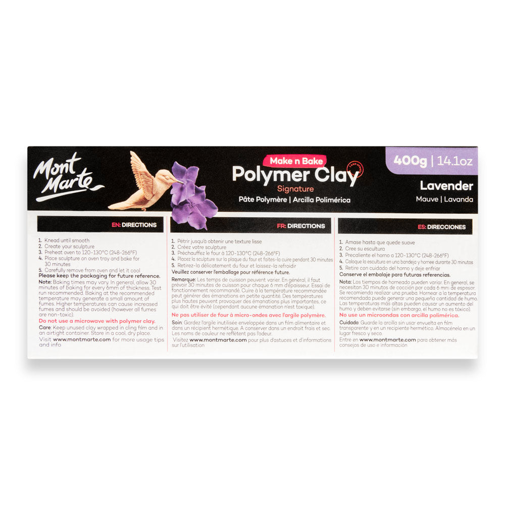 Make n Bake Polymer Clay Signature 400g (14.1oz) - Lavender – Mont Marte  Global