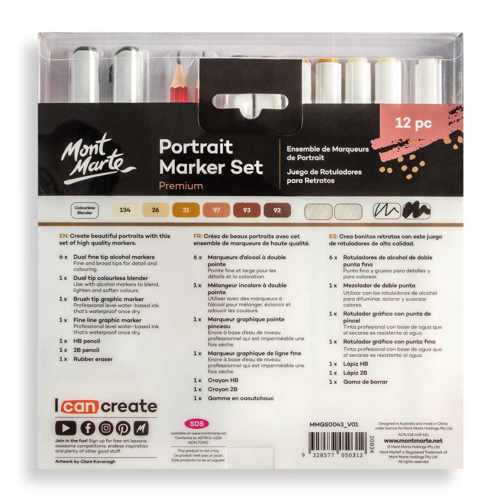 Portrait Marker Set Premium 12pc – Mont Marte Global