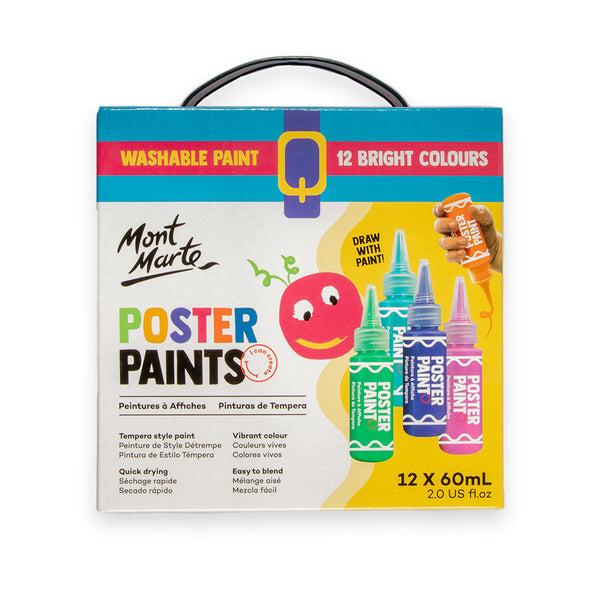 6 x Poster Paint Non Toxic 120ml Tubes Children's Ready Mixed