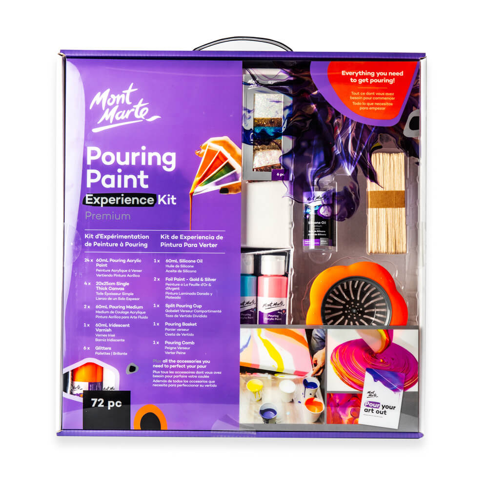 Demonstrating the Mont Marte Pouring Paint Experience Kit 