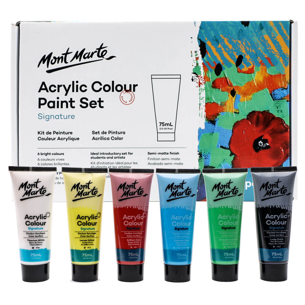 Mont Marte Acrylic Colour Paint Set Signature 8pc x 75ml 