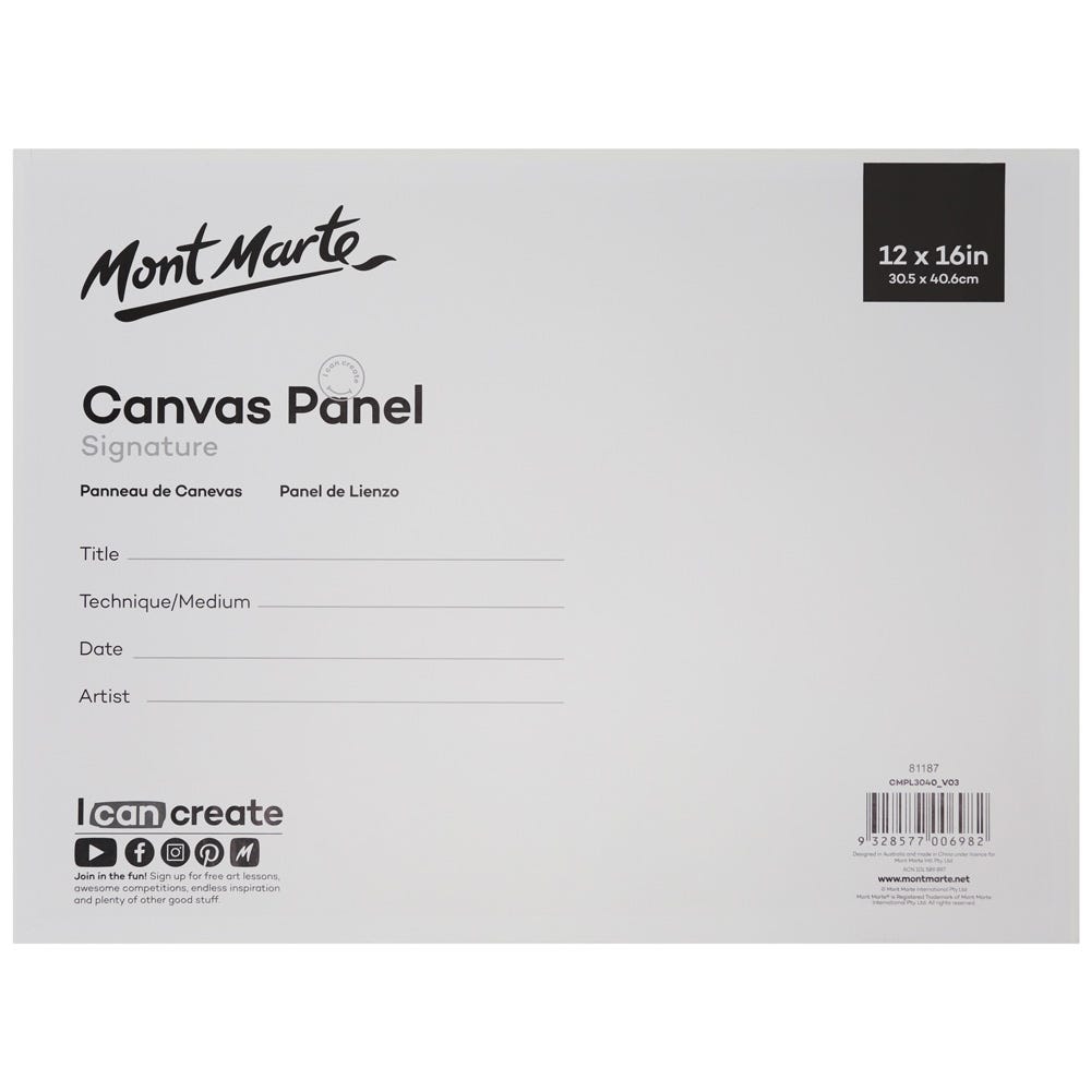 Canvas Panel Signature 1pc 30.5 x 40.6cm (12 x 16in) – Mont Marte Global