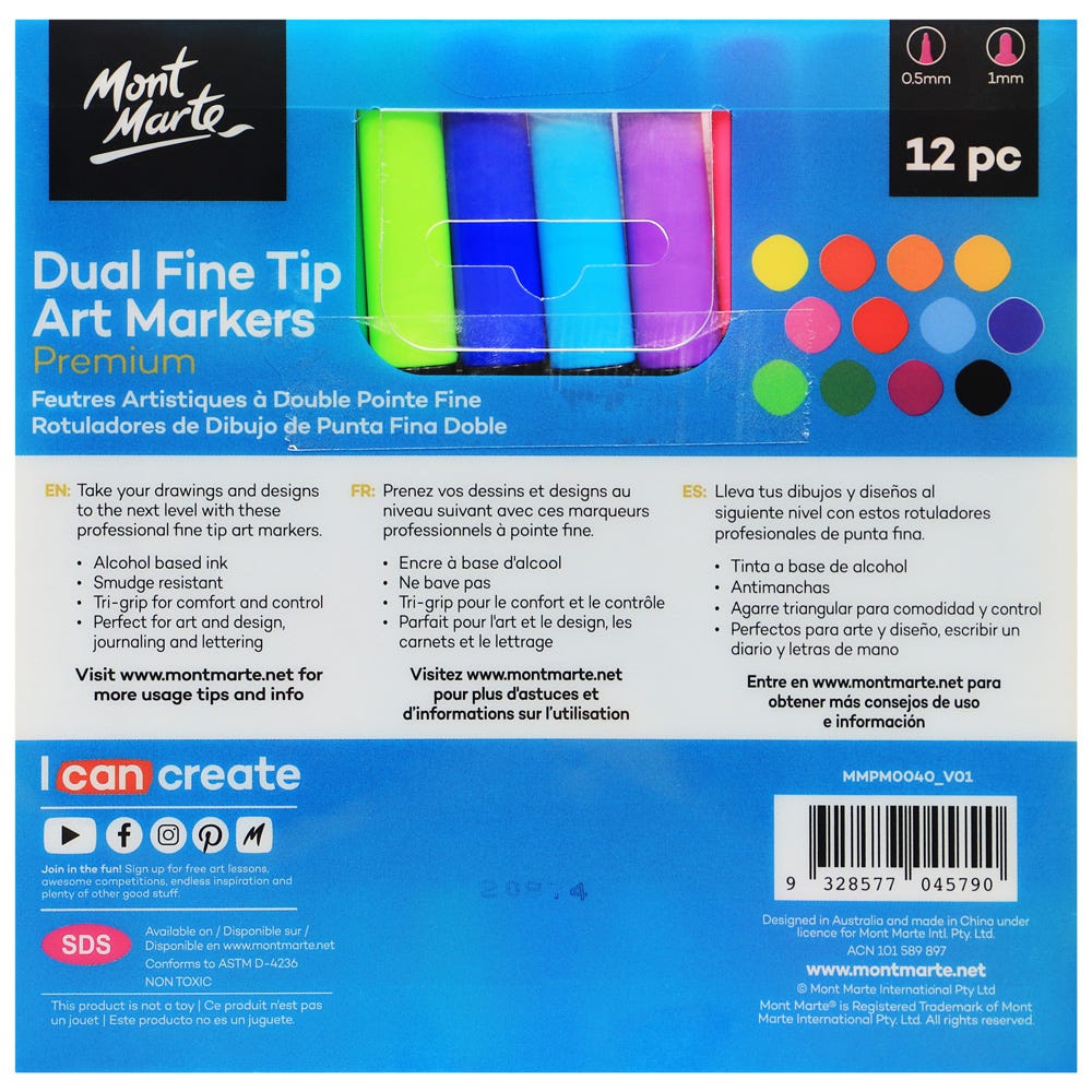 Mont Marte Premium Dual Fine Tip Art Markers