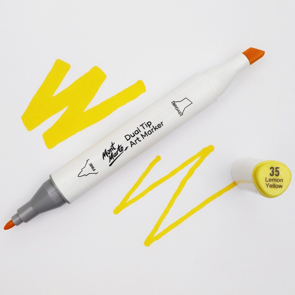 Dual Tip Art Marker Premium - Lemon Yellow 35 – Mont Marte Global