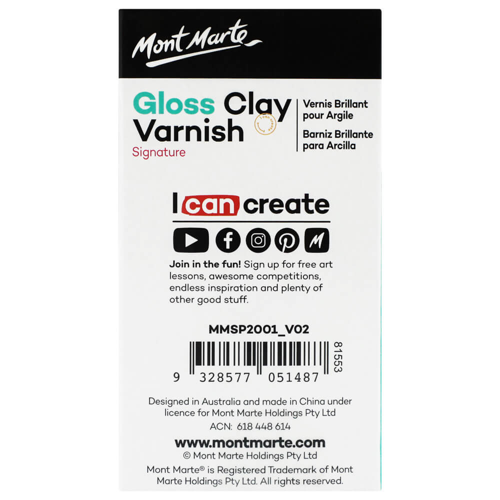 Mont Marte Transparent Gloss Clay Varnish, Hobbies & Toys, Stationery &  Craft, Craft Supplies & Tools on Carousell