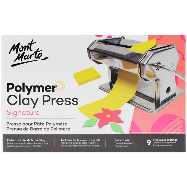 Mont Marte Polymer Clay Press Signature with Adjustable Rollers  (9 Settings) Durable Steel, Ideal for Conditioning Polymer Clay