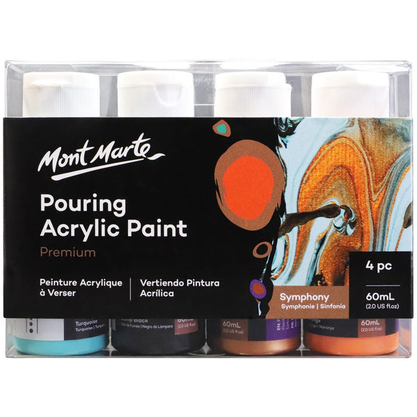 Pouring Acrylic Paint Set Premium 4pc x 60ml (2 US fl.oz) - Symphony