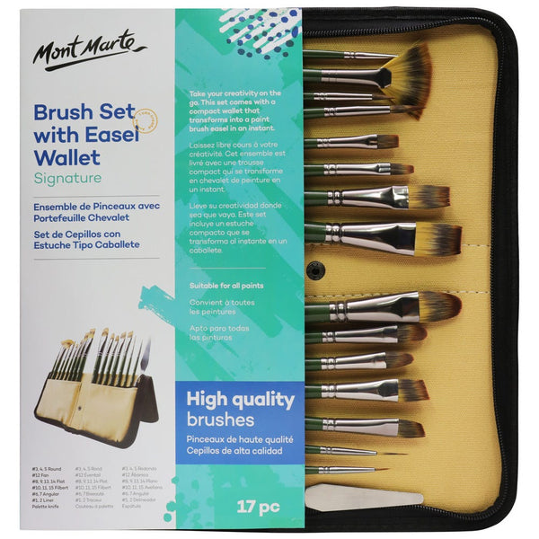 Acrylic Paint Brush Set Taklon Bristles Zip Case Wallet Travel