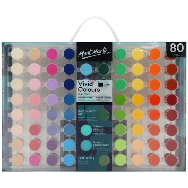 Vivid Colours Acrylic Paint Set Signature 80pc x 3.5ml (0.1 US fl.oz) – Mont  Marte Global