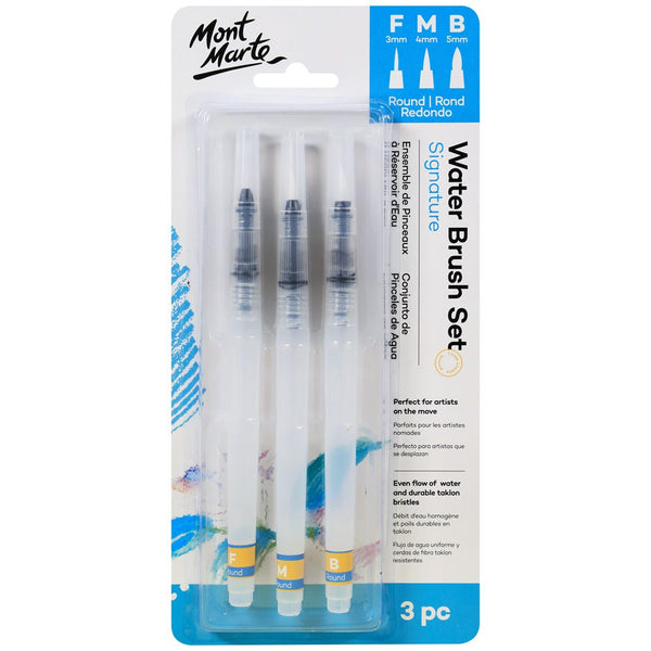 Mont Marte 3 pcs Stencil Brushes Set, Pure Natural